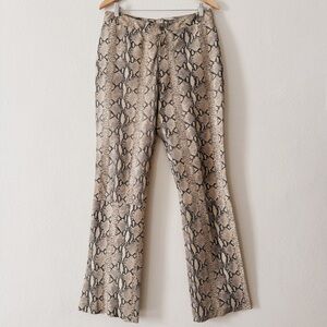 90s VINTAGE SNAKESKIN PATTERN FLARE LEATHER PANTS